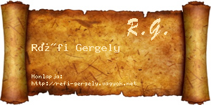 Réfi Gergely névjegykártya