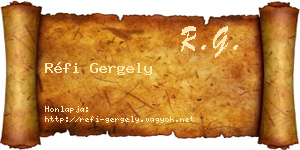 Réfi Gergely névjegykártya